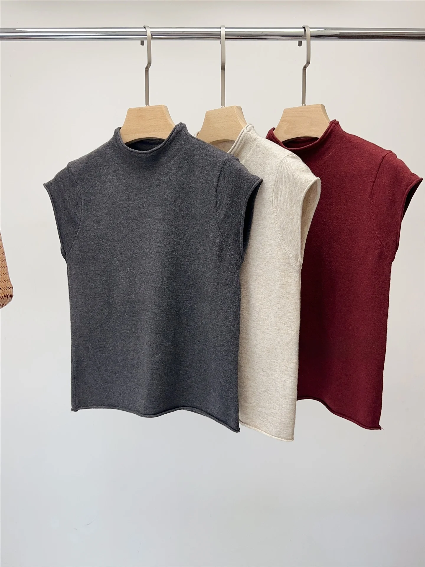 Seoulcp Koreański Dopasowany Sweter Damski z Dzianiny, Podstawowa Warstwa Bazowa, Casualowy, Wygodny, Miękki Materiał