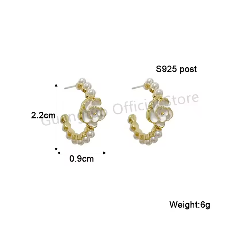 Pure White Women's Dangle Earrings Blooming Flower Acrylic Enamel Butterfly Imitation Pearl Heart Hanging Earrings Elegant brinc - Image 12