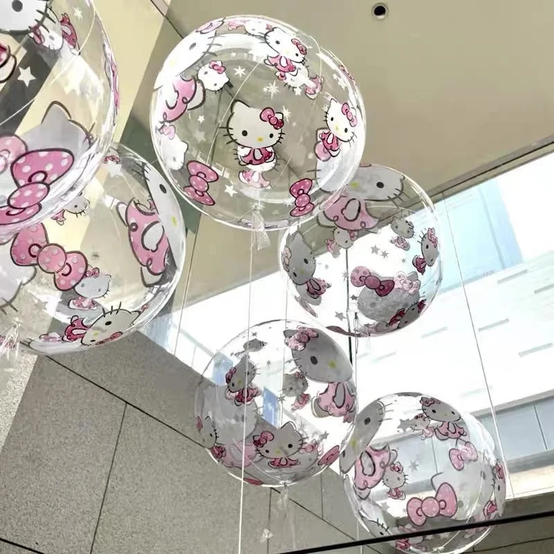 

Hello Kittys 24 Inch Kawaii Printed Transparent Balloon Cute Cartoon My Melodys Kuromis Birthday Party Decoration Balloons