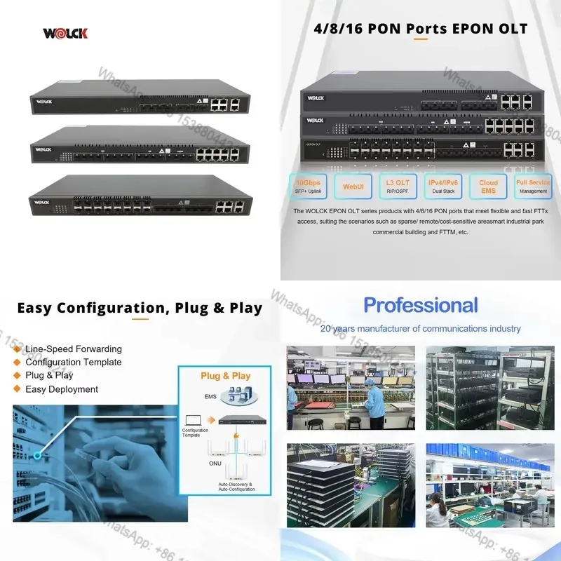 Hot Sale Wolck EPON 4/8/16 Fiber Optical V Sol V-sol V1601E04-DP/BT V1600D8 V1600D16 GEpon Epon 4 8 16 Ports Puertos Pon Vsol