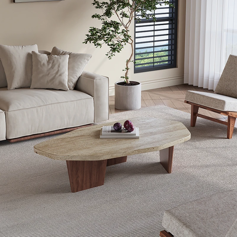 

Japanese Wabi-Sabi Style Coffee Table - Minimalist Solid Wood Living Room Center Coffee Table | High-End B&B Home Furniture FYCT