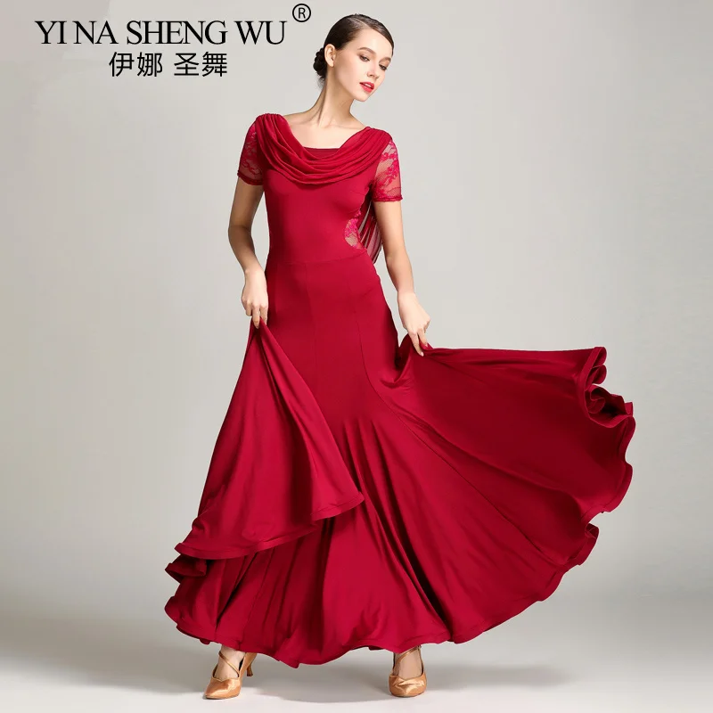 Nuevo vestido de baile moderno para adultos, vestido largo sexi con espalda descubierta para mujer, baile de salón estándar profesional, vals, Flamengo