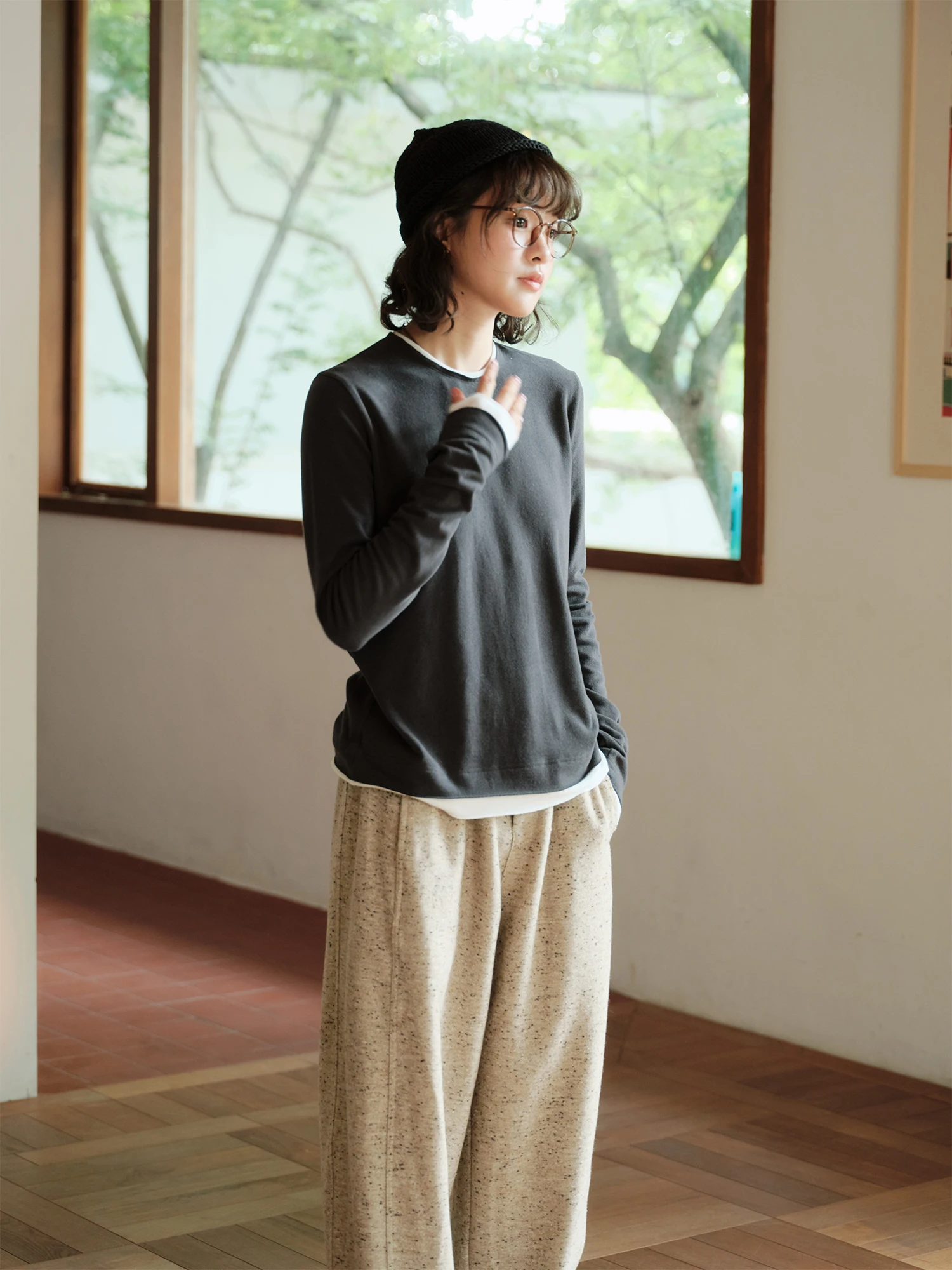 

Женская вязаная базовая кофта из шелкового хлопка для многослойных образов, осенне-зимняя, приталенная, с круглым вырезом, длинным рукавом, однотонная, для повседневной носки