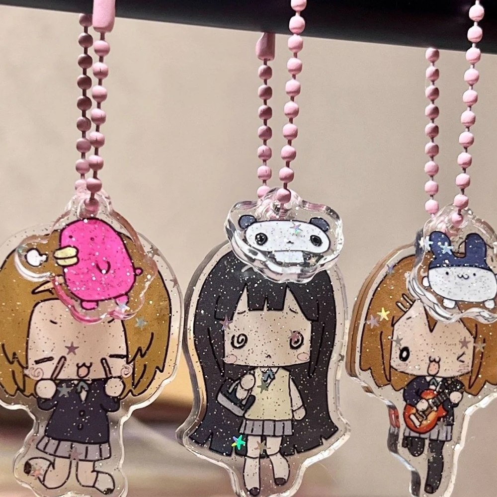 أنيمي K-ON هيراسوا يوي تيناكا ريتسو أكياما ميو تأثيري المفاتيح الاكريليك الشكل كيرينغ حقيبة الديكور مفتاح سلسلة