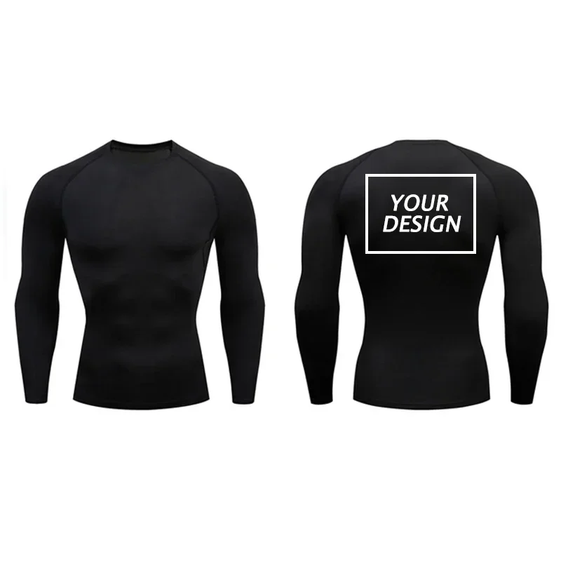 Laufoberteil für Herren, individuell bedrucktes, eng anliegendes Hemd mit langen Ärmeln, Fitnessstudio-Unterwäsche, schnell trocknendes Sport-T-Shirt – Detail 10