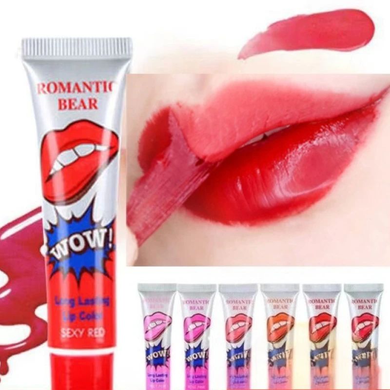 1 lápiz labial líquido despegable resistente al agua brillo de labios duradero máscara de pelusa maquillaje tatuajes brillo de labios lápices labiales cosméticos para mujer rojo