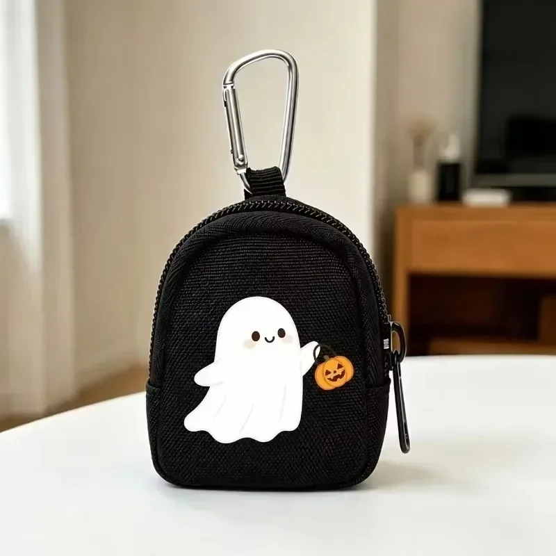 Halloween Ghost Pumpkin Tactical EDC Pouch Key Wallet Holder Men Coin Purse Zipper Pocket Outdoor Key Bag Keychain