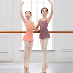 Leotardo de Ballet clásico para niñas, vestido camisola con falda, ropa de baile lírica, traje de baño de bailarina, ropa de baile para niños