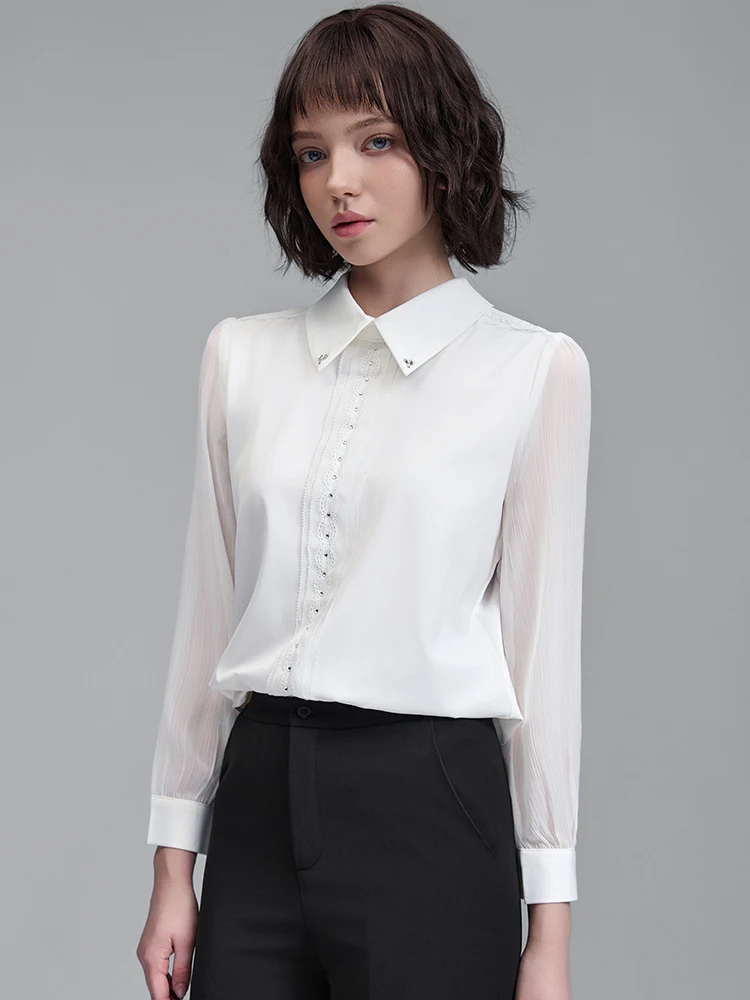 قميص AIyssa نسائي احترافي بأكمام طويلة، رائع وأنيق وناعم ومريح. أنماط جديدة لخريف وشتاء 2025