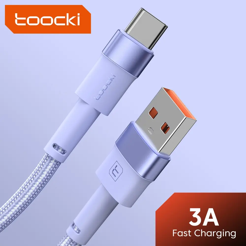 Toocki-Lot de 2 câbles USB de type C pour Xiaomi 12t Pro Realme Redmi Note 12 Pro, casque F3, charge rapide, fil de données, 3A