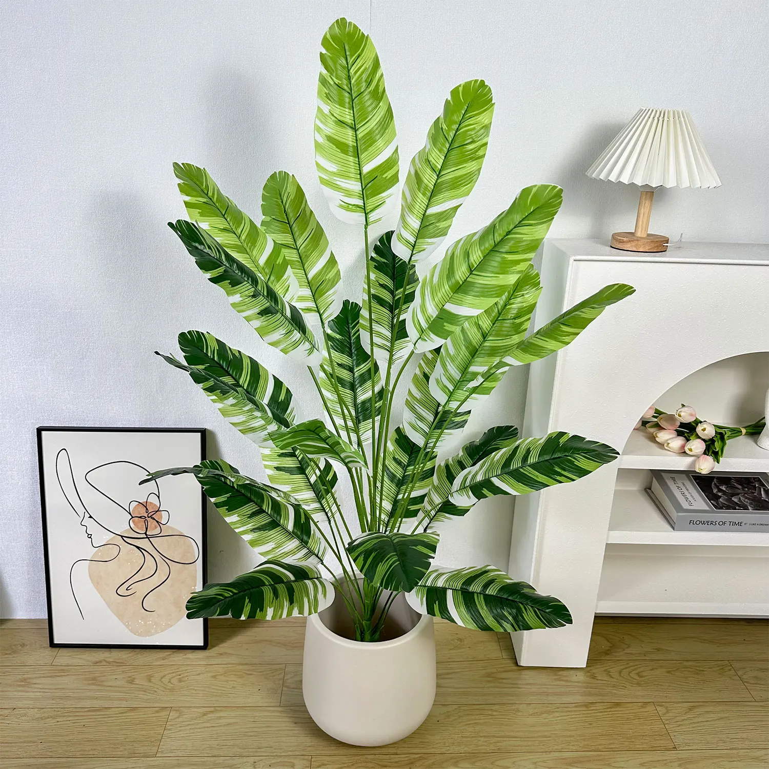 80-120cm Artificial banana Faux plant Leaf branch fake plant realistic Ornamental indoor Artificial Plant for Home Decor Office