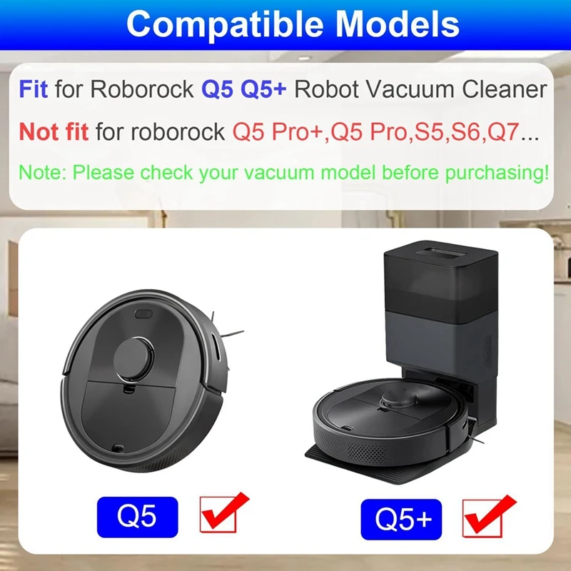 Roborock Q5 필터 교체 부품, Q5 +, Q5 Plus 진공 청소기 헤파 필터, 8 팩