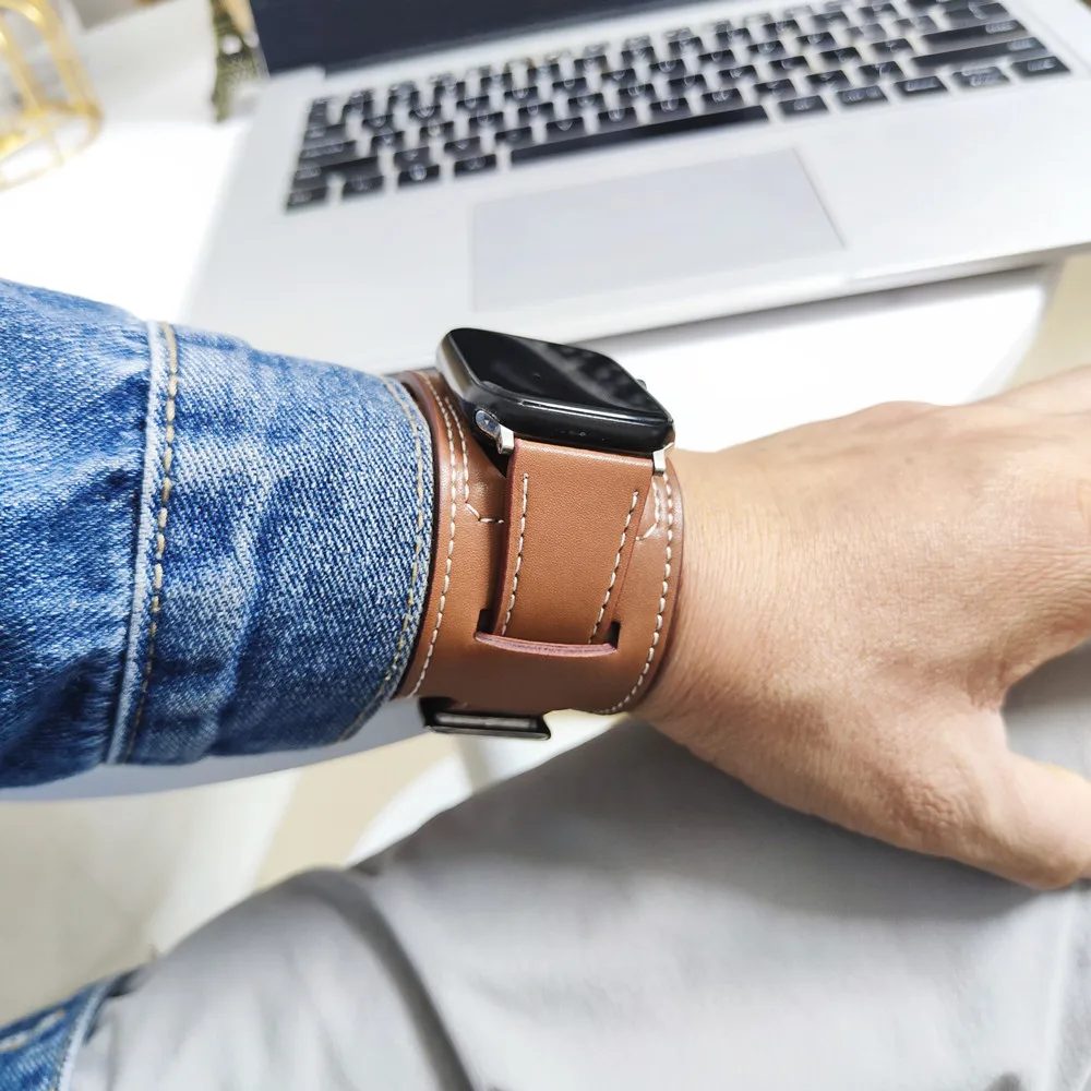 애플 워치 밴드용 패션 가죽 팔찌, Iwatch8, 7, 6, se, 5, 4, 3, 2, 38, 42, 40/44mm, 49 울트라, 49