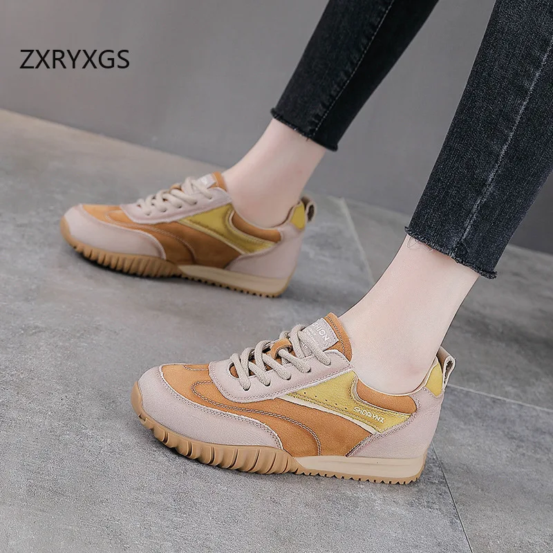 

ZXRYXGS/2026, новые кроссовки из воловьей кожи разных цветов, модная повседневная обувь, трендовые кроссовки, женская дорожная обувь