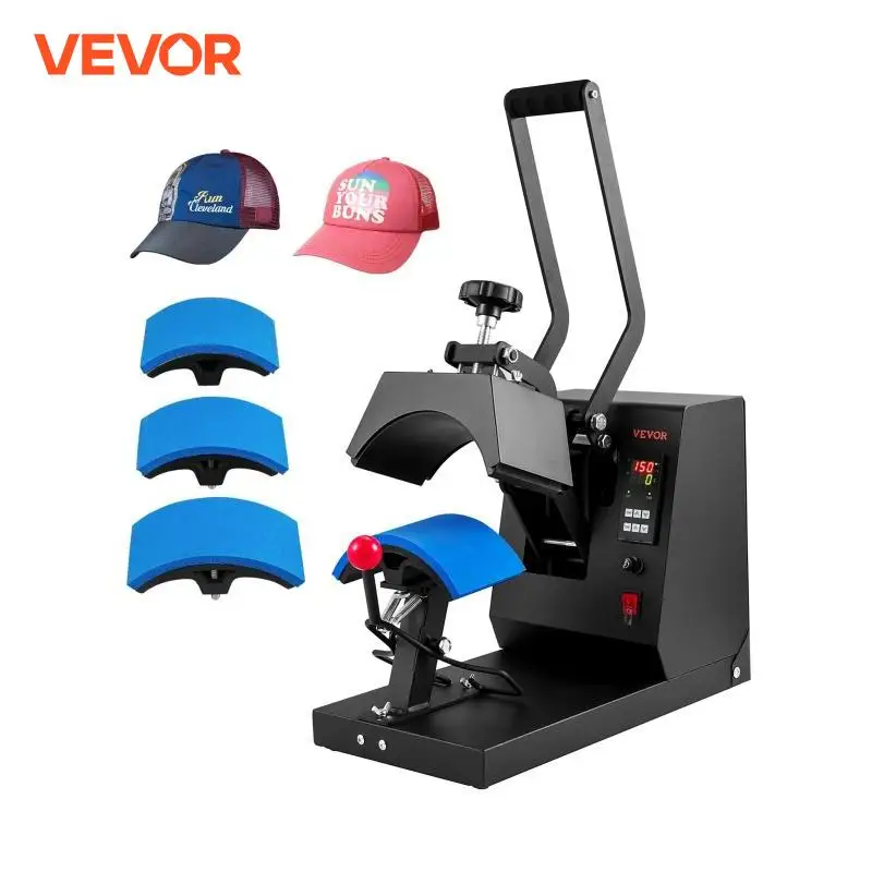 VEVOR 4 en 1 Presse à Chaud pour Chapeaux 21,5x10 cm 4 Patins Chauffantes Machine de Sublimation Revêtement en Téflon Presse pour l\'Impression de