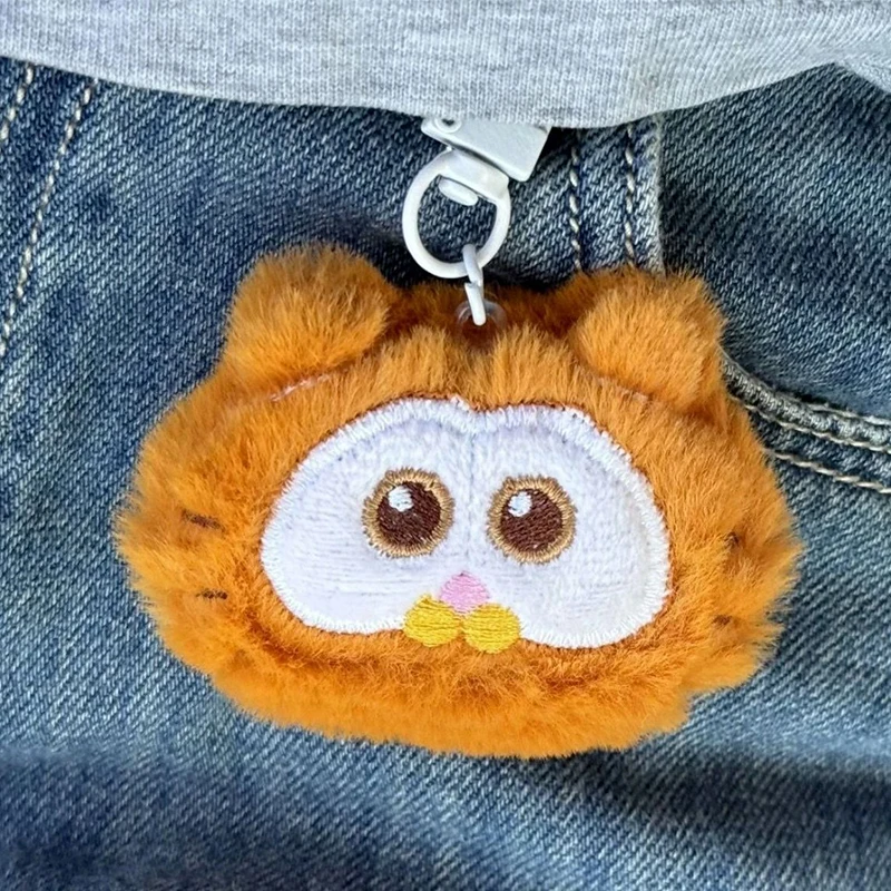 Cartoon Plush Orange Cat Doll Keychain Soft Stuffed Fluffy Bag Pendant Keyring Women Girls Birthday Gifts Fashion Accessories