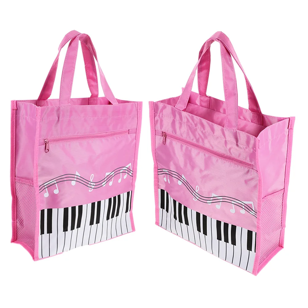 

2 pcs Music Note Handbag Piano Key Pattern Tote for Women Girls Large Capacity Double Layer Storage Bag with Handle Portable