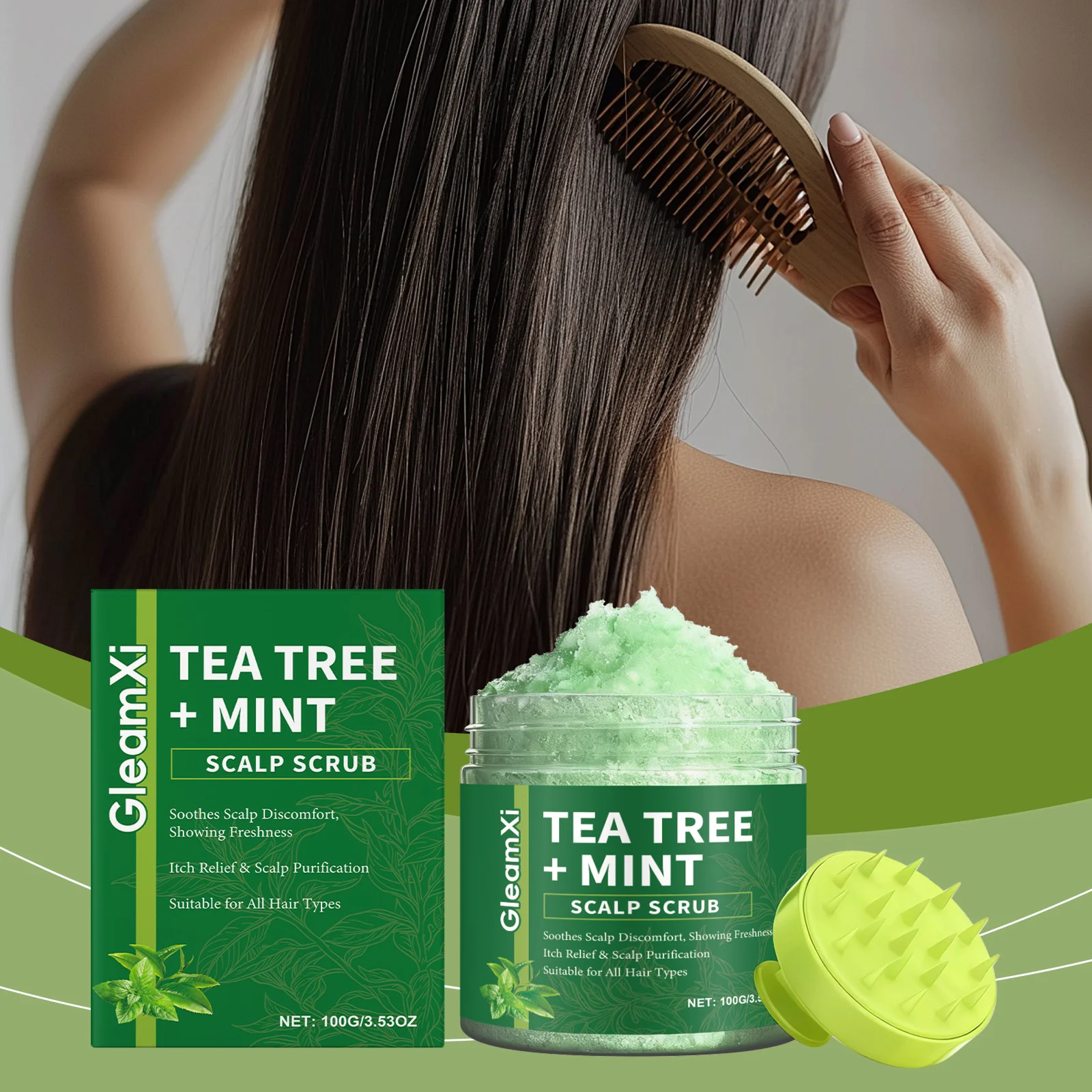 Tea Tree Scalp Scrub Anti-Dandruff Oil Control Refreshing Fluffy Anti-Breakage Soothing Nourishing Hair Deep Cleansing Shampoo