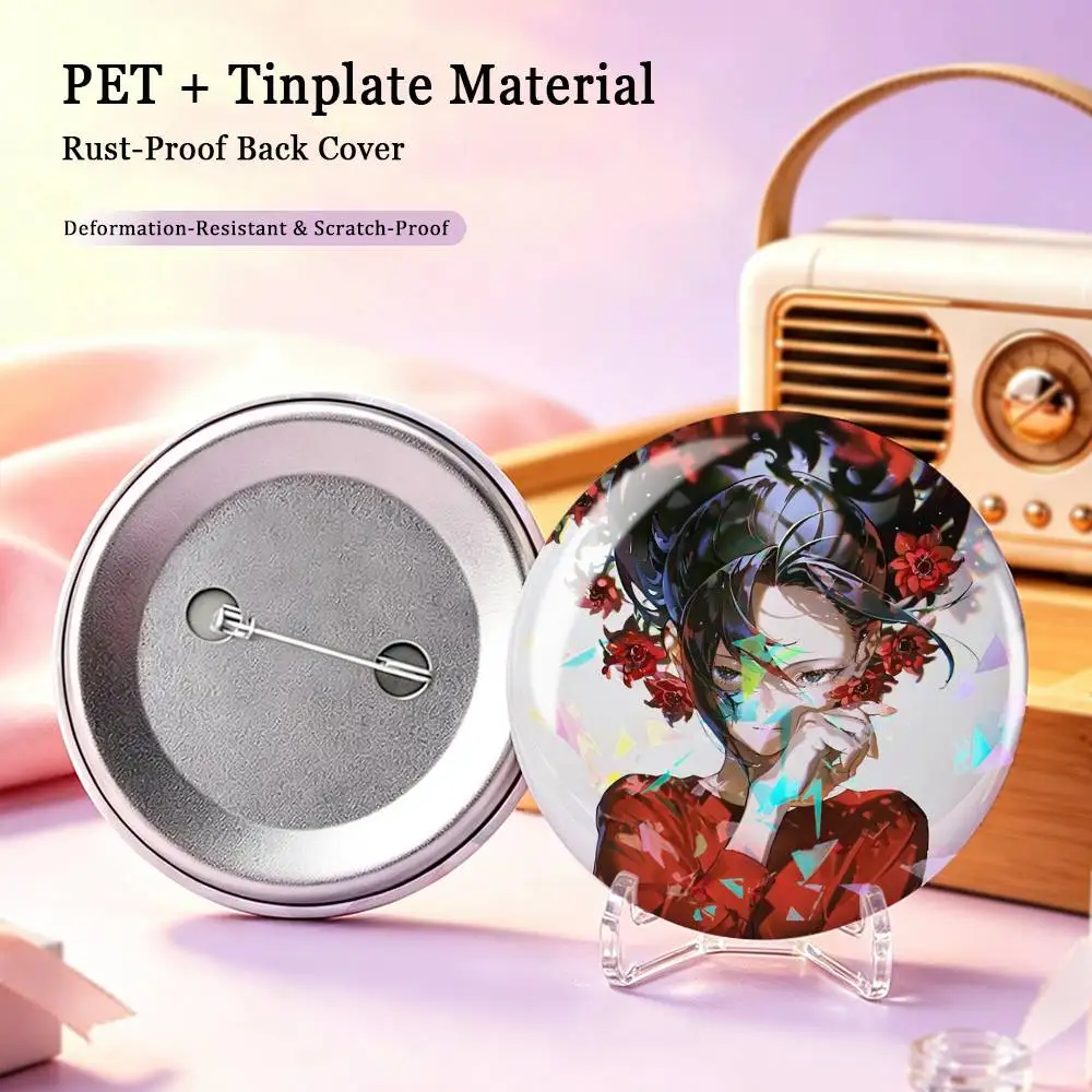 Momo Y-Yaoyorozu Creati Custom Tinplate Round Button Badges Pins Brooches for Clothes Backpack