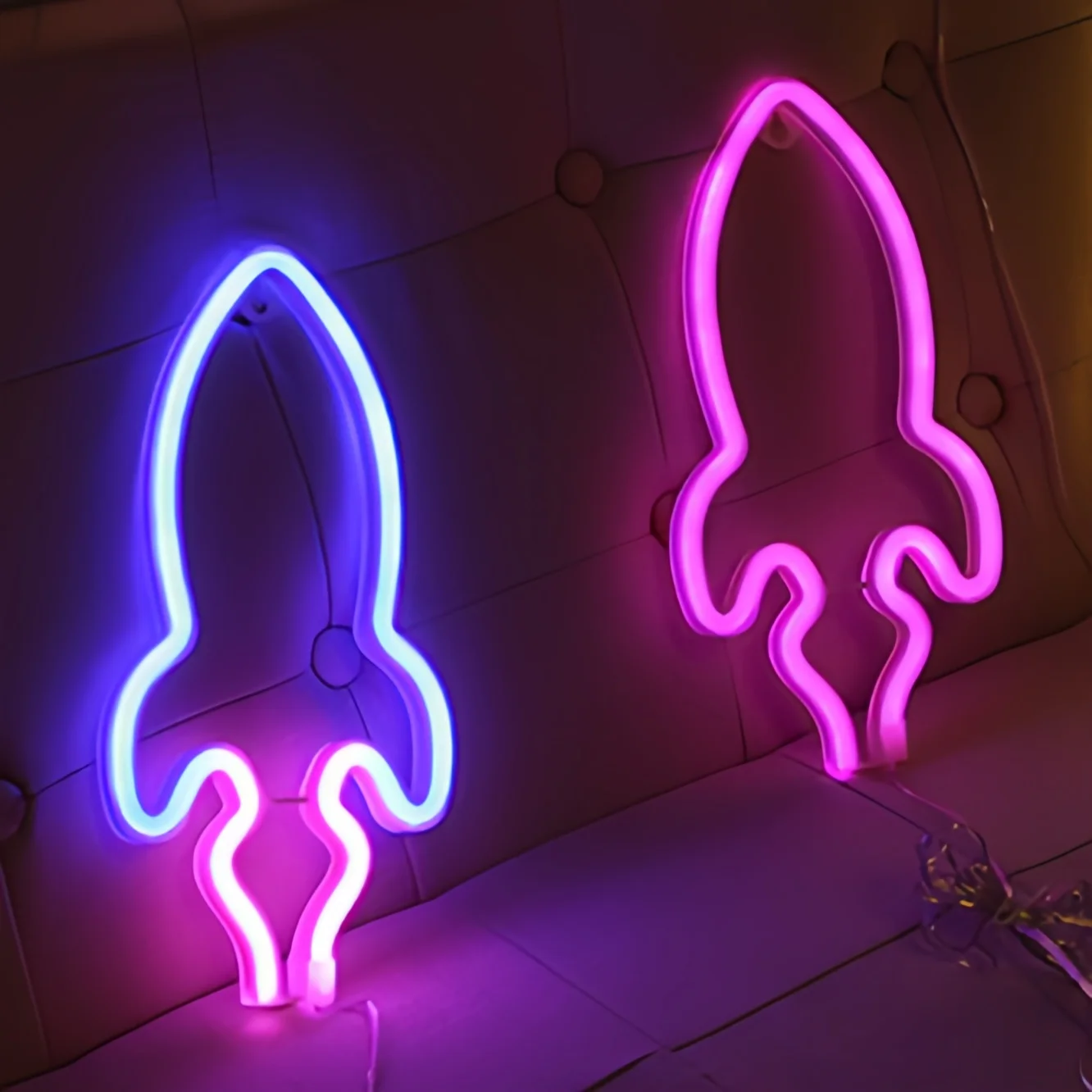 Luci al neon a razzo, USB o alimentate a batteria, club per feste in camera, decorazione per feste spaziali, regalo per adolescenti