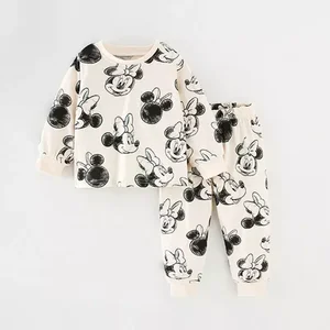 Conjunto de pijamas de desenhos animados infantis, conjuntos de roupas de algodão, roupas domésticas, bebês meninos, meninas, crianças, outono, inverno, novo, 2 peças, 0-4 anos 10 principais vendas roupa de principe para bebe - №8