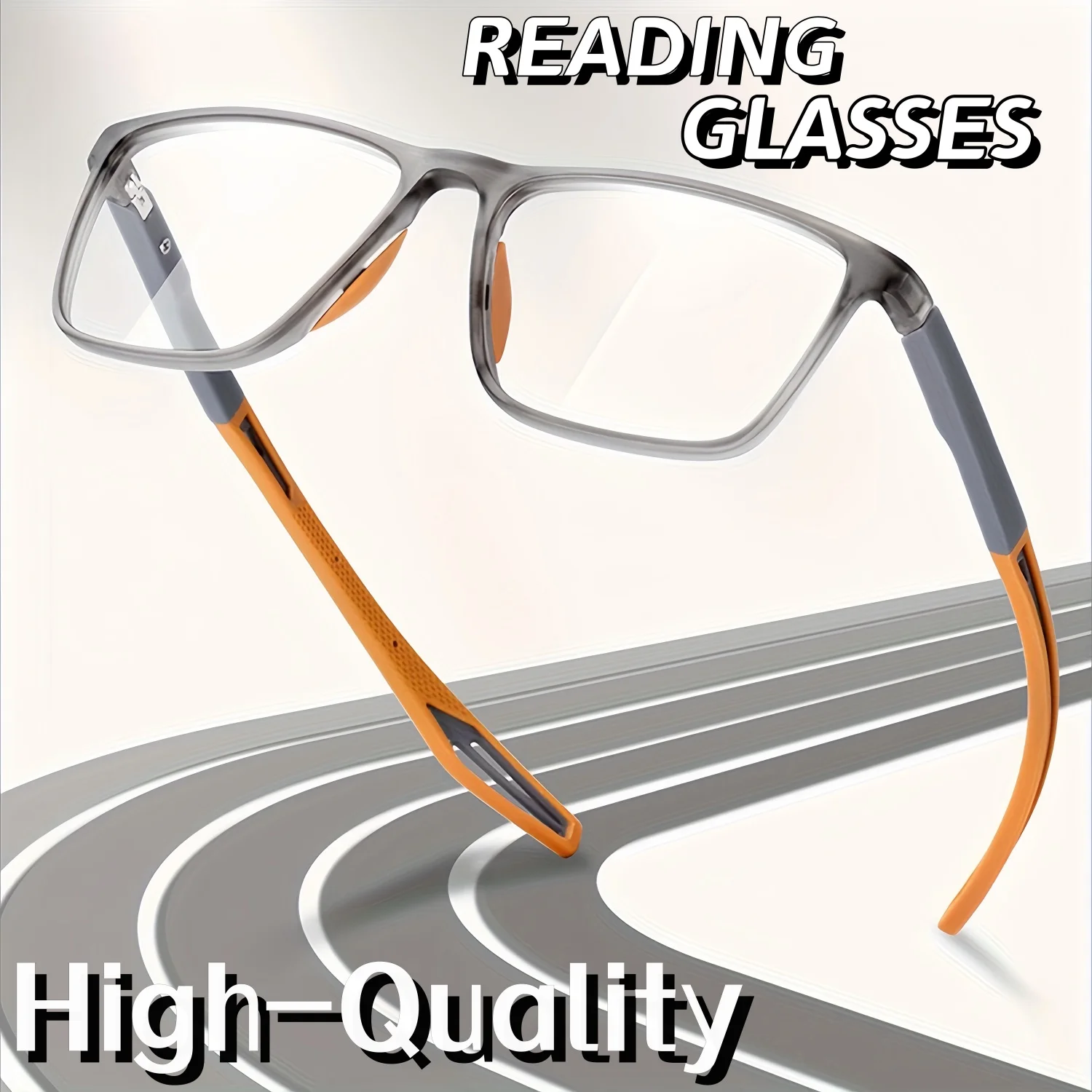 

Fashion TR90 Reading Glasses for Men Spring Leg Sports Presbyopia Glasses Anti Blue Light Glasses +1 Glasses cloth, +100 ~+400