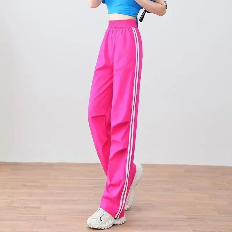 

Women's Fashion Simplicity Striped High Waist Wide Leg Pants Women Clothes Korean Temperament All-match Loose Casual Trousers