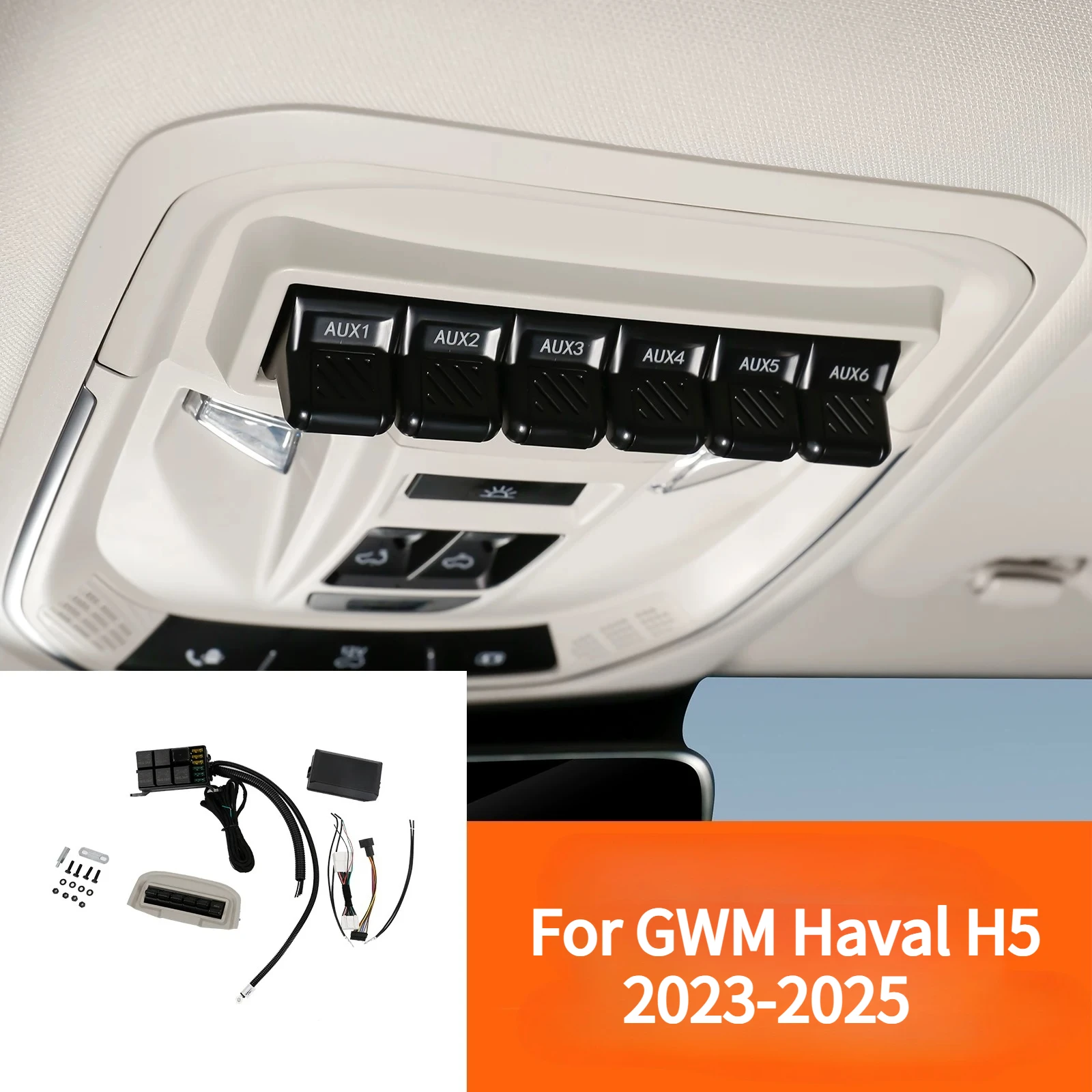 For GWM Haval H5 2023-2025 Airplane Switch Car Roof Six-Way Integrated Switch Spotlight Switch Control Interior Accessories