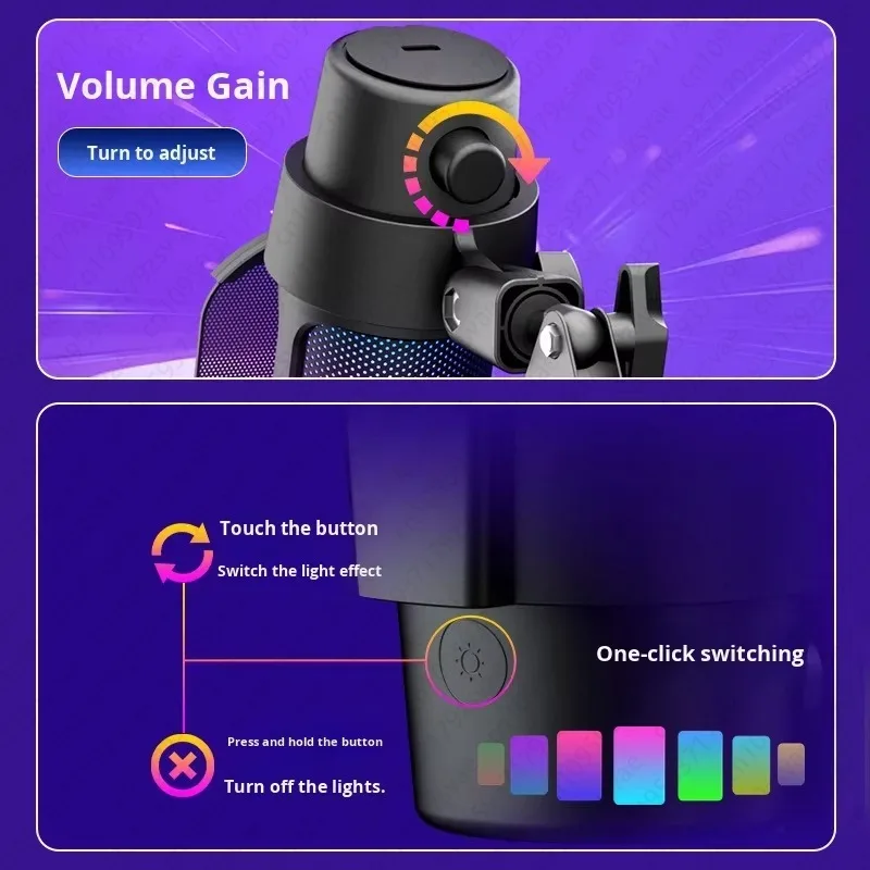 USB Computer Mobile Game Competitive Live Broadcast Condenser Microphone Colorful RGB Desktop Set