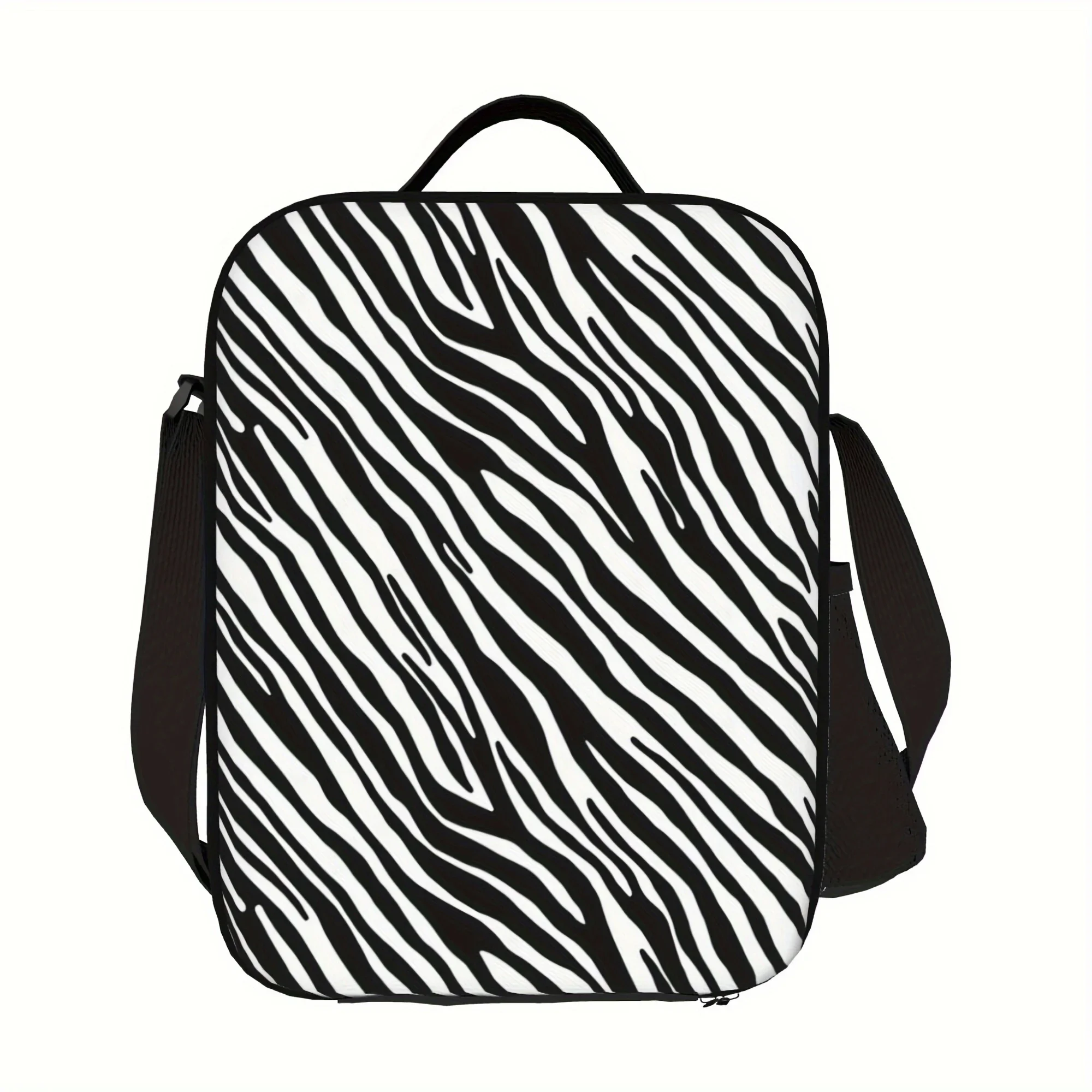 1pc Zebra Print Pattern Reusable Cooler Bag, Insulated Lunch Bag, For Camping Picnic Beach Essentials, Suitable For School