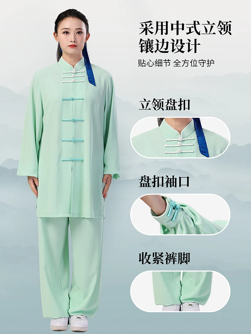 Women's Tai Chi Uniform Breathable Starlight Hemp Tai Chi Practice Suit Chinese-style Long Sleeve Performance Competition Martia
