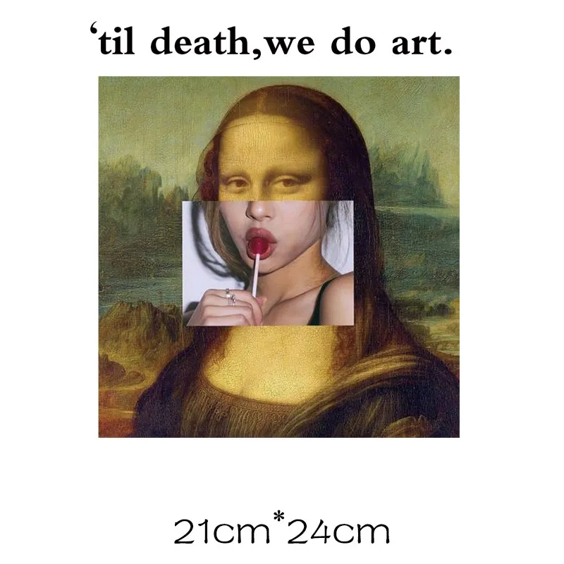 2 Teile/los Van Gogh David Mona Lisa Bügeln Wärme Thermische Transfer Schmelzbaren Aufkleber Eisen Auf Thermoadhäsive Patches Für Kleidung DIY – Detail 9