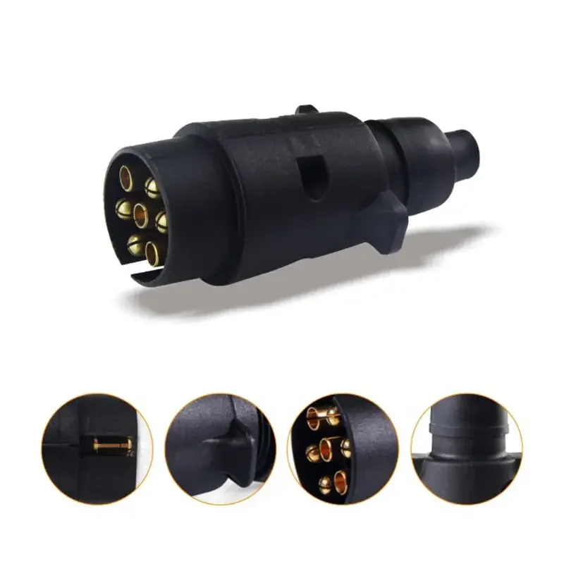 7 Way 7 Pin Round Plastic 12V RV Trailer Plug Connector Standard Car Socket Plug Automotive Replacement Parts