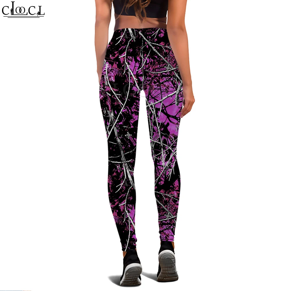 CLOOCL Frauen Fitness Leggings Push-Up Jogging Yoga Gym Hose Hohe Taille Mode 3D Psychedelic Jagd Wald Print Leggings