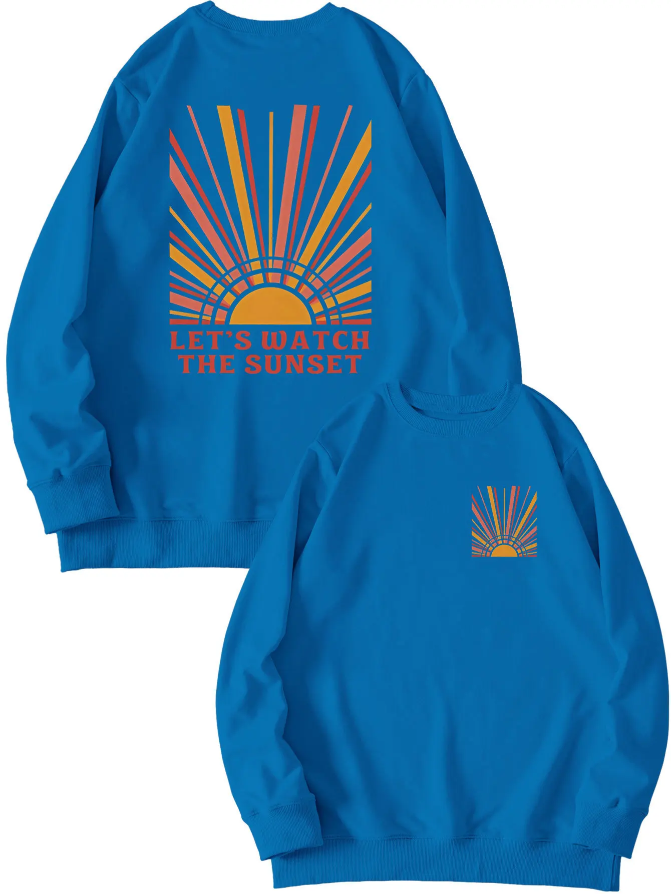 

European and American trend men and women watch sunset hoodie Let's watch the sunset together