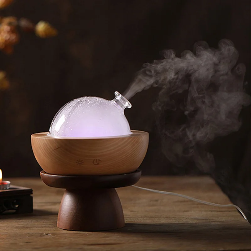 160ml Wood Humidifier Diffuser Bluetooth Spray Aroma Mute Large Capacity 7 Night Lights Wooden Aromatherapy Machine Air Fresh