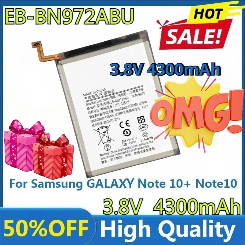

For Samsung GALAXY Note 10+ Note10Plus Note 10 Note10+ Plus SM-N975F SM-N975DS New EB-BN972ABU High Quality 3.8V 4300mAh Battery