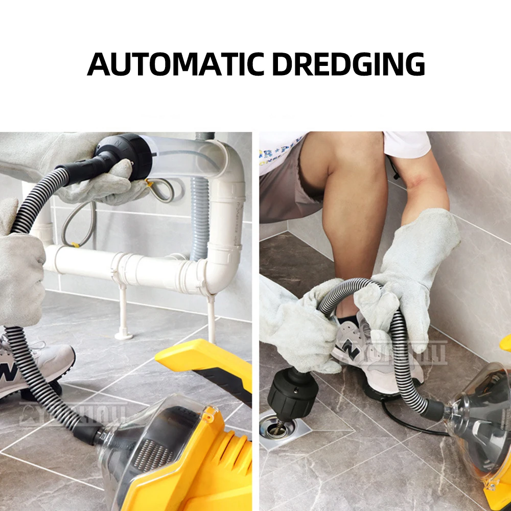 AT50 electric pipe dredging machine toilet kitchen Sewer pipe unblocking tools with 9m 7.5mm flexible shaft spring 220V100W