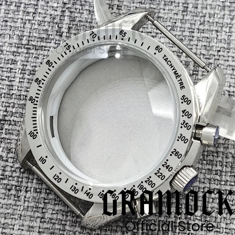 40mm Stainless Steel Silver Fixed Chronograph Bezel Watch Case Fit for VK63 VK64 VK67 VK68 Quartz Movement Watch Parts