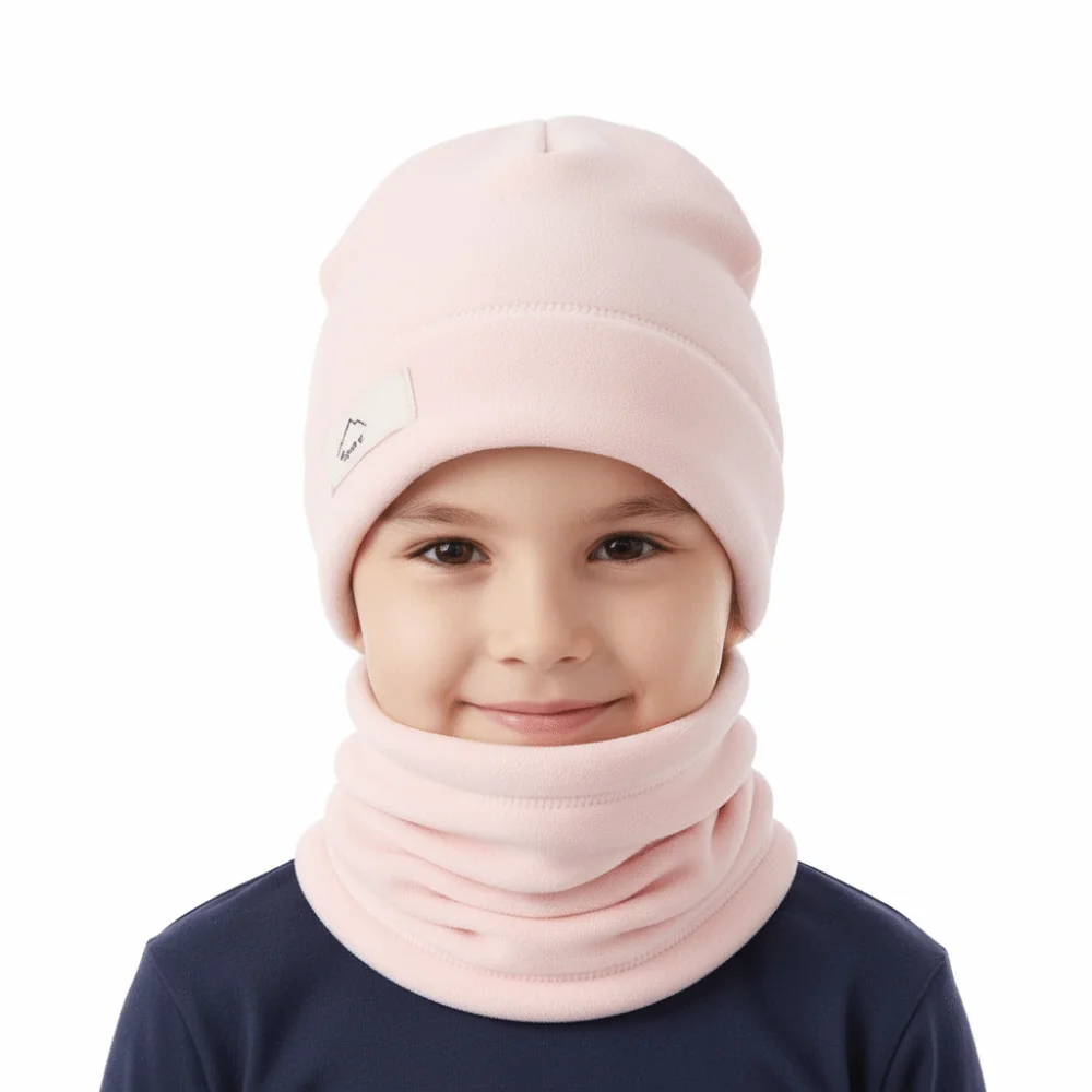 

Versatile Elastic Cap Scarf Set Fleece Lining Solid Color Compact Scarf Dome All-match Winter Pullover Cap Boys