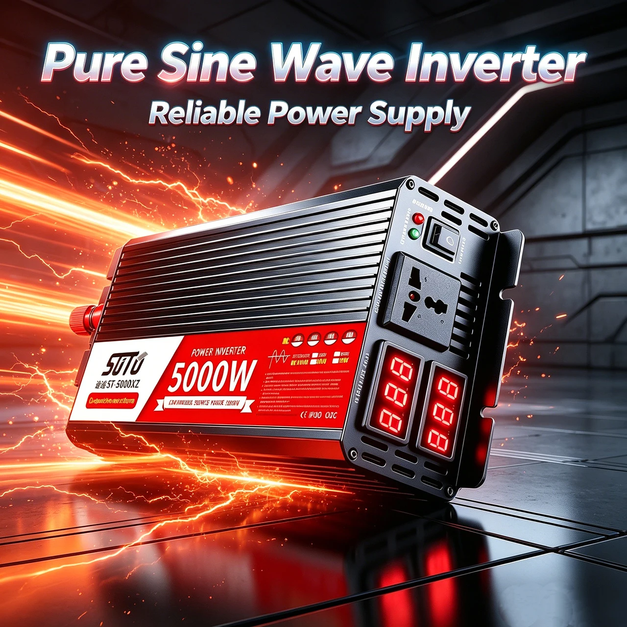 Inverter Pure Sine Wave 5000W DC 12V/24V to AC 220V 230V Voltage Transfer Converter Charging Adapter 50hz Power Inverter Univers
