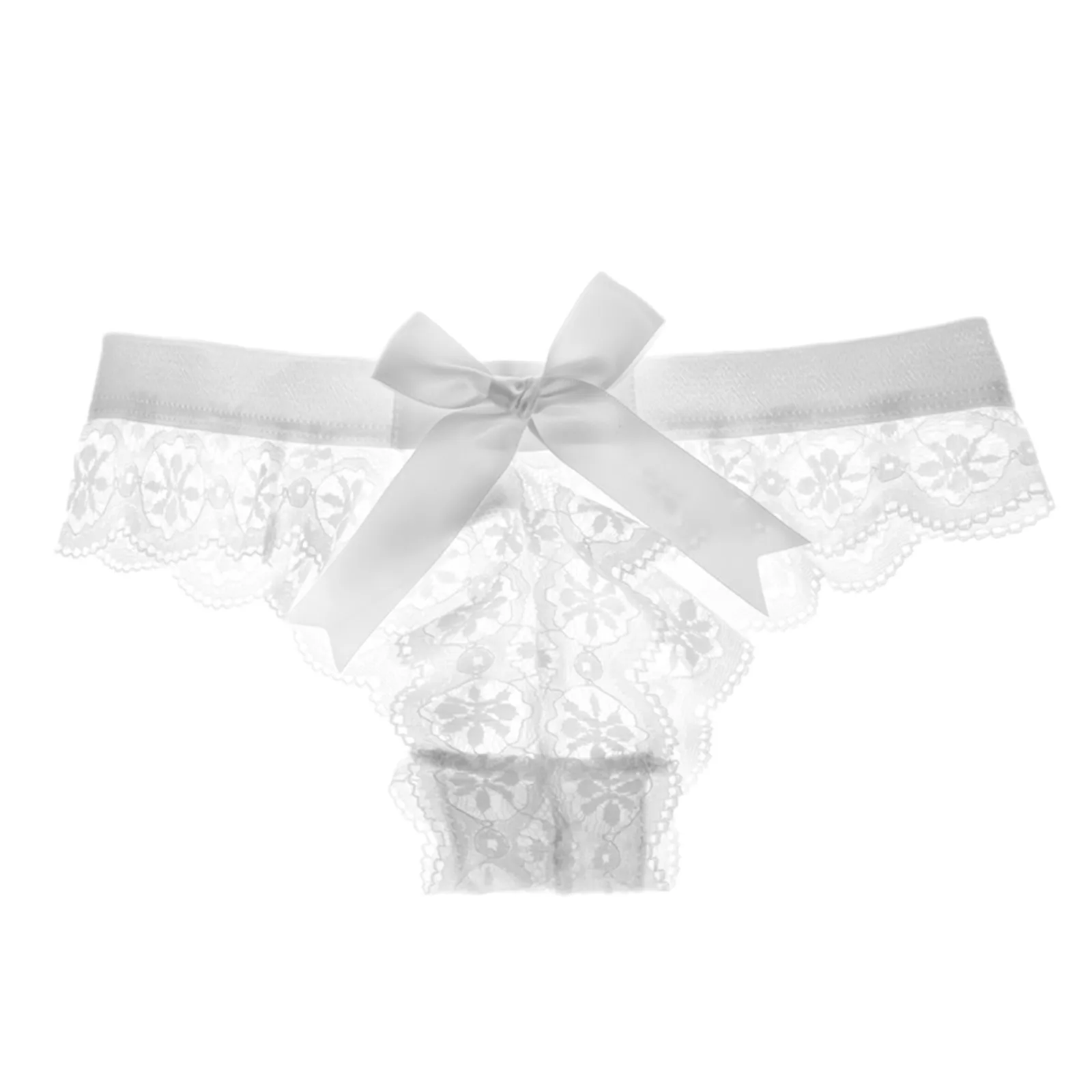 Tanga de encaje Sexy para mujer, bragas de cintura baja de mariposa, ropa interior transparente, lencería