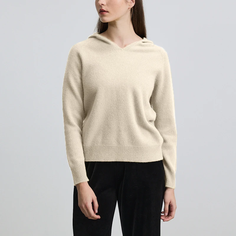 100% الصوف المرأة الخريف الشتاء سترة بلون طويلة الأكمام قناع السترة مرونة لينة عادية مريحة سيدة البلوزات #1