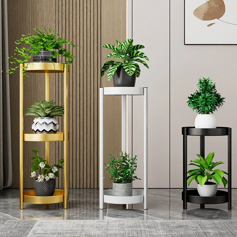 Light Luxury Iron Flower Stand, Floor Type, Multi-storey, Indoor Plant Shelves, Anti Drop Storage Rack, Home Living Room