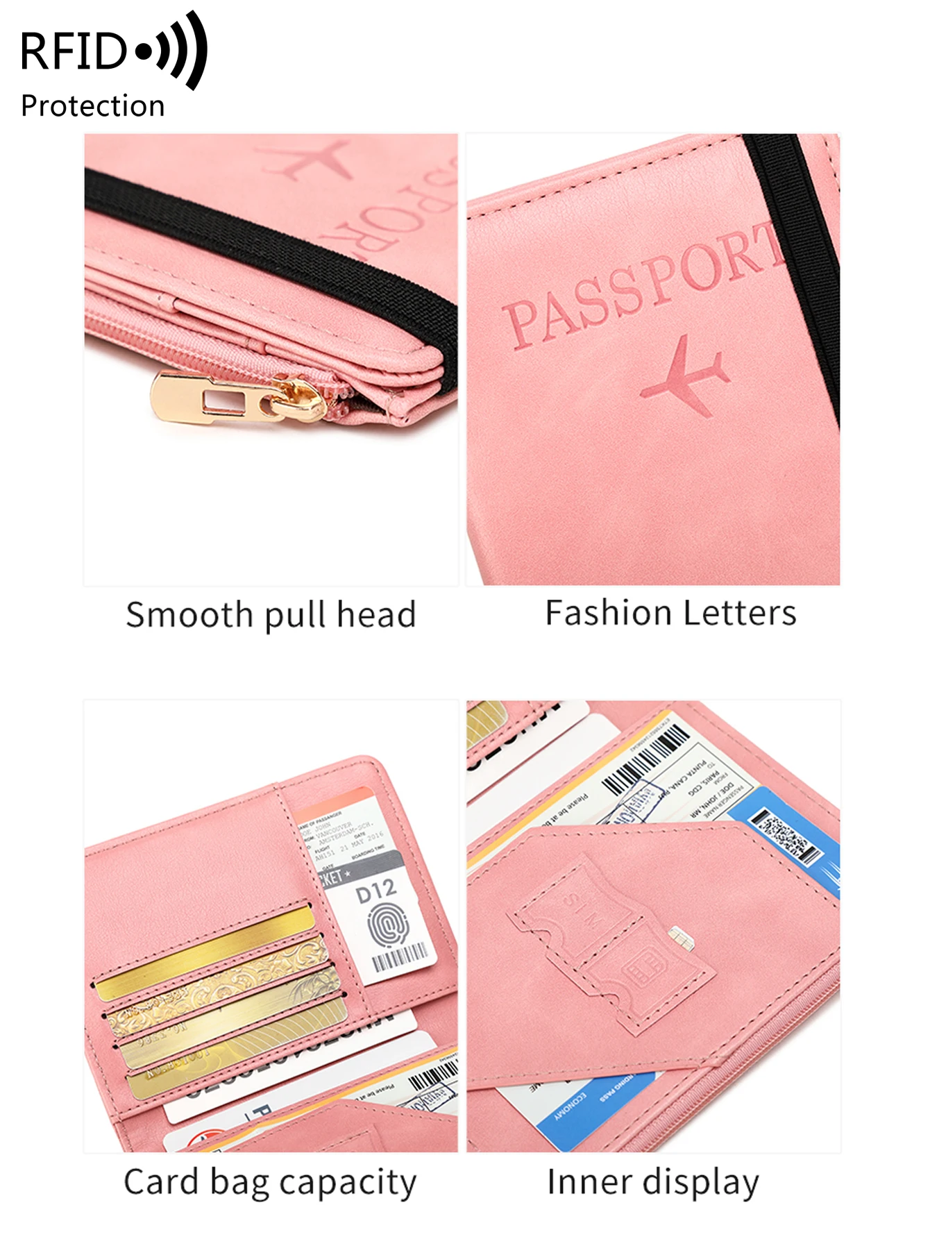 Fashionable and minimalist RFID travel passport set PU multifunctional business card/credit card/change passport wallet neutral