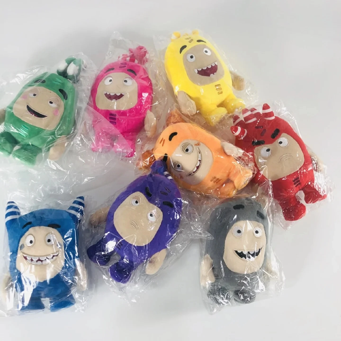 Oddbods-muñeco de peluche de dibujos animados para niños, 18CM de peluche de juguete, Jeff Newt Odd ZEE Bods, regalos de algodón PP, decoración del hogar, 8 unidades por lote