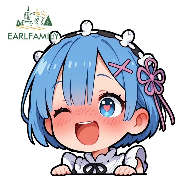 

EARLFAMILY милые Rem универсальные выражения автомобильный Стайлинг стикер модный Peeker аниме наклейка на окна виниловая автомобильная пленка водостойкий декор