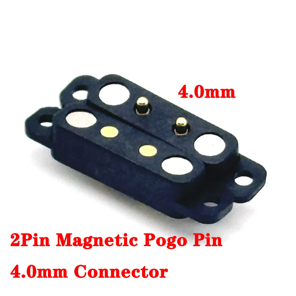 1Pair 2Pin With Ears Waterproof Spacing 4.0mm Magnetic Pogo Pin Connector Pogopin Male Female Spring Loaded DC Power Socket