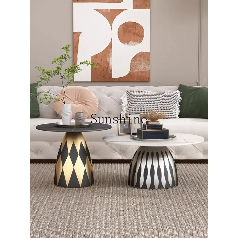 Small round table small apartment simple modern living room creative hand-painted brushed edge few