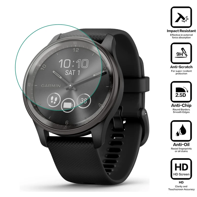 Hard Tempered Glass Clear Protective Film For Garmin Vivomove Trend Smartwatch Screen Protector Cover Smart Watch Accessories